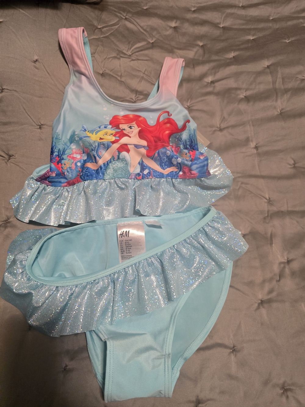 Disney X HM Ariel Little Mermaid Two-Piece Swimsuit - Light Blue & Pink